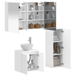 vidaXL Badkamermeubelset 4 st Wit Bewerkt hout en glas