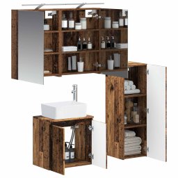 vidaXL Badkamermeubelset 4 st Oud hout Bewerkt hout en glas