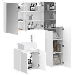 vidaXL Badkamermeubelset 4 st Wit Bewerkt hout en glas