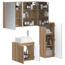 vidaXL Badkamermeubelset 4 st Artisanaal eiken Bewerkt hout en glas