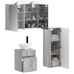 vidaXL Badkamermeubelset 4 st Grijs Sonoma Bewerkt hout en glas