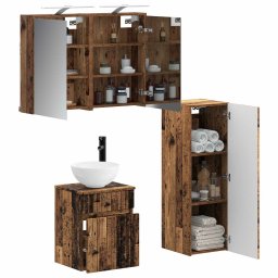 vidaXL Badkamermeubelset 4 st Oud hout Bewerkt hout en glas