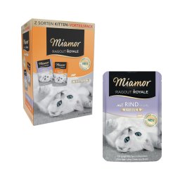 12x100g Miamor Ragout Royale Kitten Mixpakket + 12 x 100g Miamor Ragout Royal Kitten Rund gratis! - Gevogelte + Rund