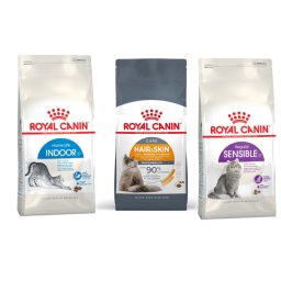 3x400g Sensible 33 + Hair & Skin + Indoor 27 Royal Canin Kattenvoer