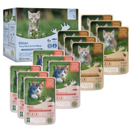Bozita Hapjes in Saus Kitten Mixpakket 12 x 85 g Kattenvoer - Vlees- & Vismenu