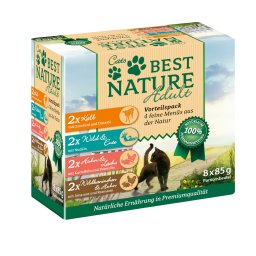 8x 85g Best Nature Cats Multipack Pouches Mix van 4 nat kattenvoer