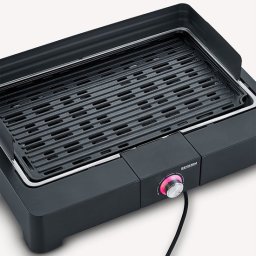 Severin PG 8567 - Electrische Tafel BBQ Grill - 2200 W - 230 °C - Grilplaat van gietijzer - Zwart