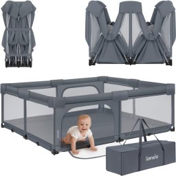 Lionelo Florence Easy Fold XL – Grondbox / Baby Box 180×200 cm – Extra Grote Box - Snel Opvouwbaar Zonder Montage – Speelbox met Zijopeningen met Rits