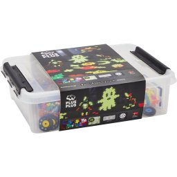 Plus-Plus Glow in the dark Opbergbox Build and 2000 delige bouwset - 3919 - Bouwspeelgoed - Constructiespeelgoed - Set met bouwstenen - Vanaf 5 jaar