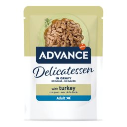 24x85g Advance Delicatessen in Saus Kalkoen Natvoer voor Katten
