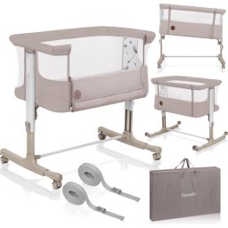 Lionelo Aurora 3in1 Co-sleeper - Babybedje tot 9 kg - Meegroeibed - 4 wielen met rem - Campingbedje
