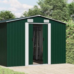 vidaXL Tuinschuur 257x779x181 cm gegalvaniseerd staal groen