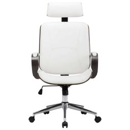 vidaXL Draaibureaustoelen met Hoofdsteun 2 st Kunstleer Wit en Grijs