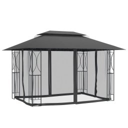 vidaXL Prieel met zijwanden 400x300x270 cm staal antracietkleurig