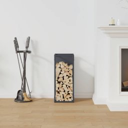 vidaXL Brandhoutrek 25x25x60 cm koudgewalst staal antracietkleurig