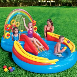 INTEX Opblaaszwembad Rainbow Ring Play Center 297x193x135 cm 57453NP