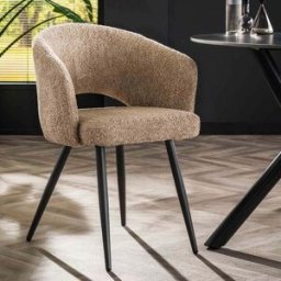 LUMZ Boucle stoel met ronde rugleuning zandkleur