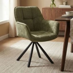 LUMZ Groene eetkamerstoel met stiksels