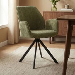 LUMZ Groene eetkamerstoel met armleuningen