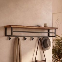 LUMZ Industriele kapstok zwart met hout