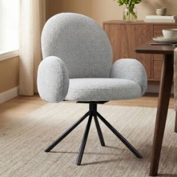 LUMZ Beige stoel rond met armleuningen