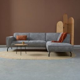 LUMZ Moderne hoekbank grijs ottoman rechts