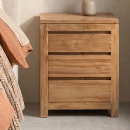 Nachtkastje teakhout 3 lades 50x40x63cm Tower Living Corona
