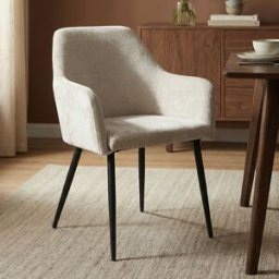 LUMZ Beige eetkamerstoel met armleuningen