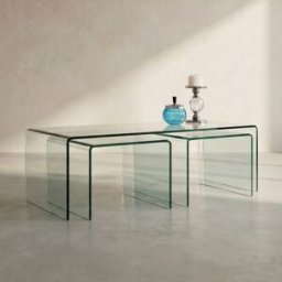 Glazen salontafel set 3-delig 90x50cm Kare Design Clear Club