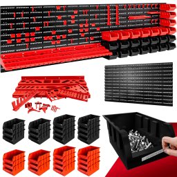 Gereedschapswand Zwart/Rood Kunststof 190x54cm