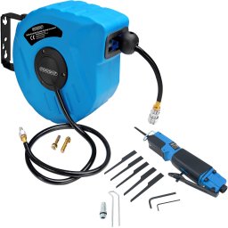 Persluchtslang Haspel + Carosseriezaag Blauw Zwart 10M