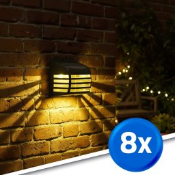 Zwarte solar wandlamp stripe op zonne-energie set van 8