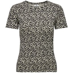 Jacqueline de Yong Maat XL T-shirt Jdysandy S/s O-neck Top Jrs 15272691 Tapioca/leo Black Dames