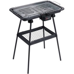 alpina Elektrische BBQ 2-In-1 2200W - Electrische BBQ Tafelmodel met Thermostaat - Elektrische Grill met Warmhoudfunctie - Tafelgrill Electrisch met Verstelbaar Rooster - 51 x 30 cm - Zwart