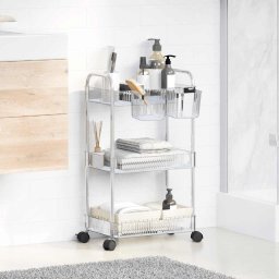 vidaXL Opbergtrolley 3-laags 37x28x68 cm acryl transparant