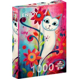 A Happy White Cat Puzzel (1000 stukjes)