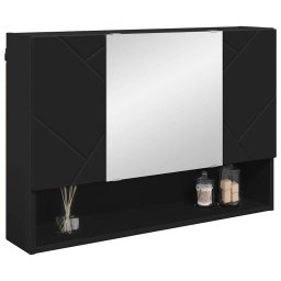 vidaXL Spiegelkast Wandgemonteerd Zwart 80 x 17 x 55 cm Bewerkt hout