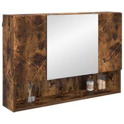 vidaXL Spiegelkast Gerookt eiken 80 x 17 x 55 cm Bewerkt hout