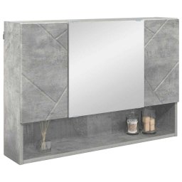 vidaXL Spiegelkast met opslag Beton Grijs 80 x 17 x 55 cm Bewerkt hout