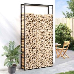 vidaXL Haardhoutrek 110x28x214 cm staal matzwart