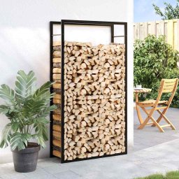 vidaXL Haardhoutrek Matzwart 80x28x154 cm Staal
