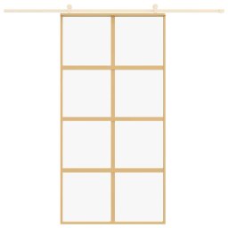 vidaXL Schuifdeur 102,5x205 cm helder ESG-glas en aluminium goudkleur