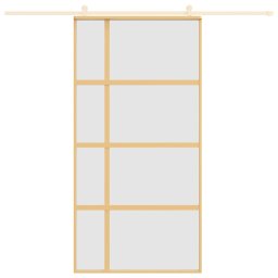 vidaXL Schuifdeur 102,5x205 cm mat ESG-glas en aluminium goudkleurig