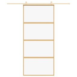 vidaXL Schuifdeur 90x205 cm helder ESG-glas en aluminium goudkleurig