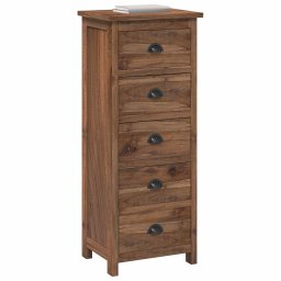 vidaXL Ladekast met lade Naturel 45 x 35 x 110 cm Massief Teakhout