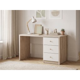 Bureau EVAYA 125 cm 3 lades ivooreik/wit