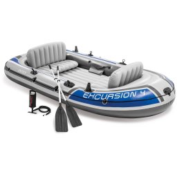 Intex Excursion 4 - Roeiboot Opblaasbaar Met Peddels - 4 personen - 3,15 x 1,65 m - Blauw/Grijst - Vissen & Recreatie