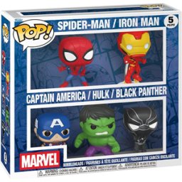 Funko Pop! - Marvel Spiderman, Iron Man, Cpt. America, Hulk, Black Panther (5-Pack)