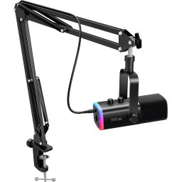FIFINE - AM8T - USB / XLR Studio microfoon - PC-Gaming Met Flexibele Arm ( 66cm! ) - Geschikt voor PC/PS4/PS5 - RGB - Podcast - Gaming - Streaming - Zwart