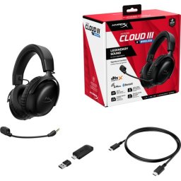 HyperX Cloud III S Wireless - Gaming Headset - Draadloos - Bluetooth & 2.4GHz - Spatial Audio - 120uur Batterij - PC/PS5/Switch2/Mobiel/Steamdeck - Zwart